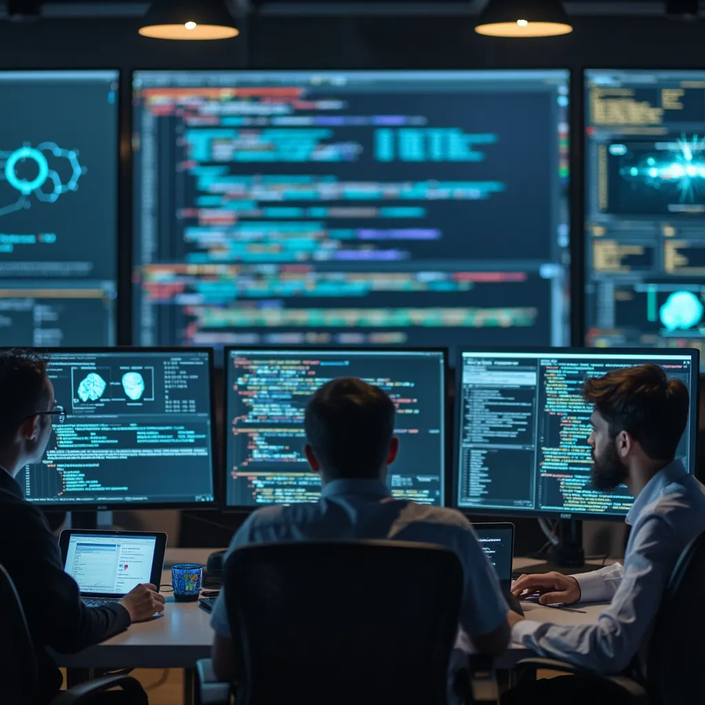 Développeurs travaillant sur les algorithmes d'IA de FinancIA